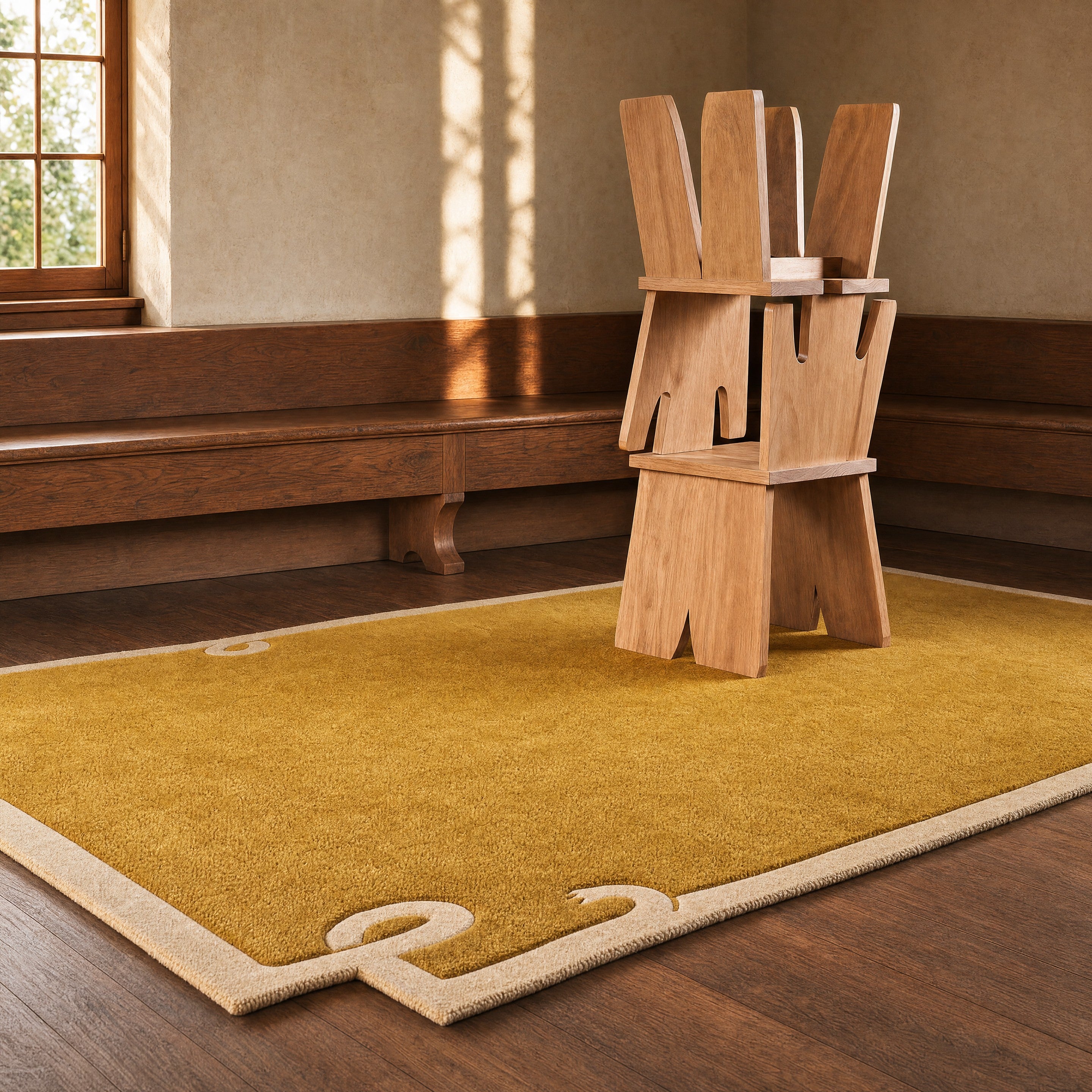 Scroll Border Tufted Rug