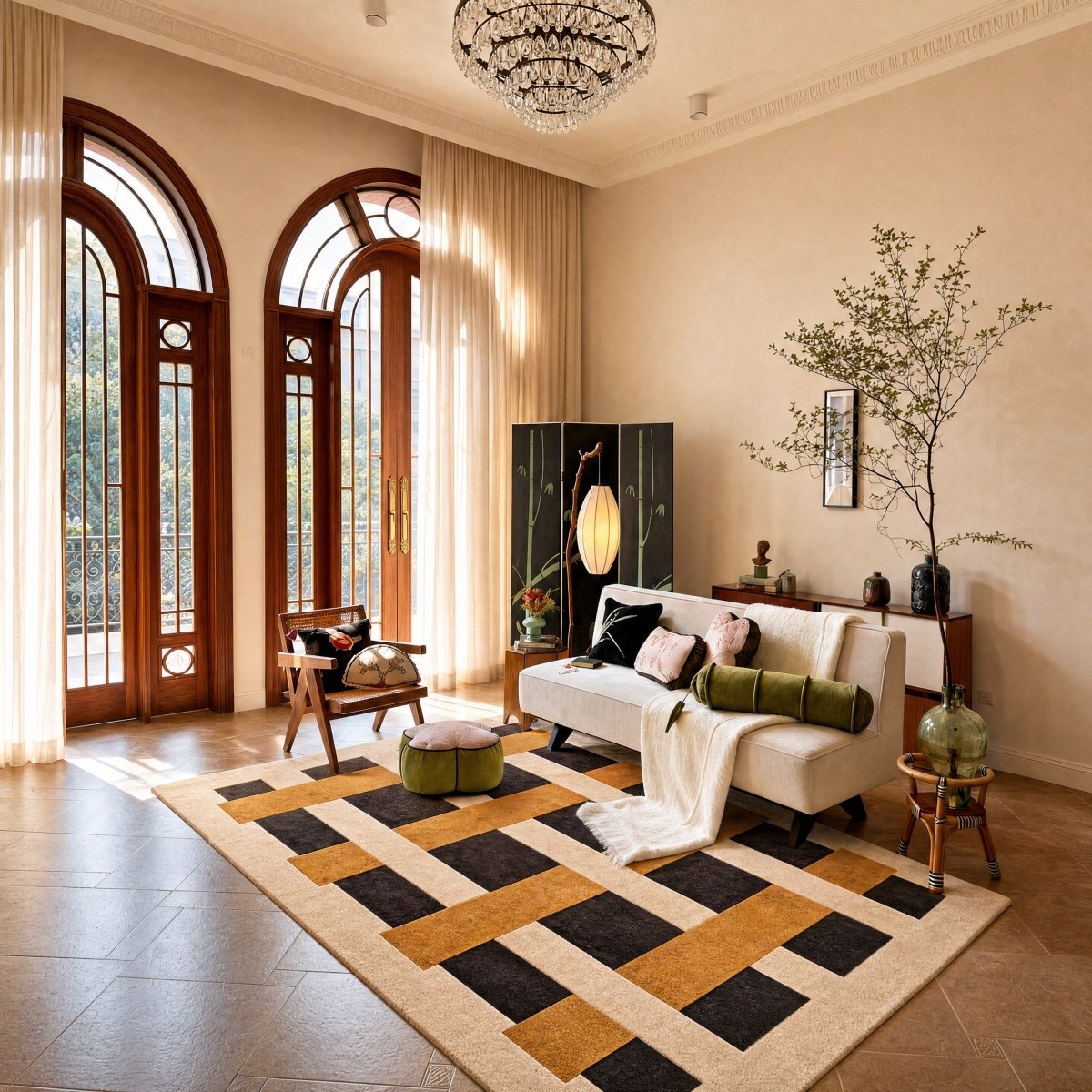 Interlock Lattice Tufted Rug - FURNIBLE.