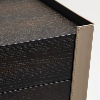 Leather Wrapped Nightstand - FURNIBLE.