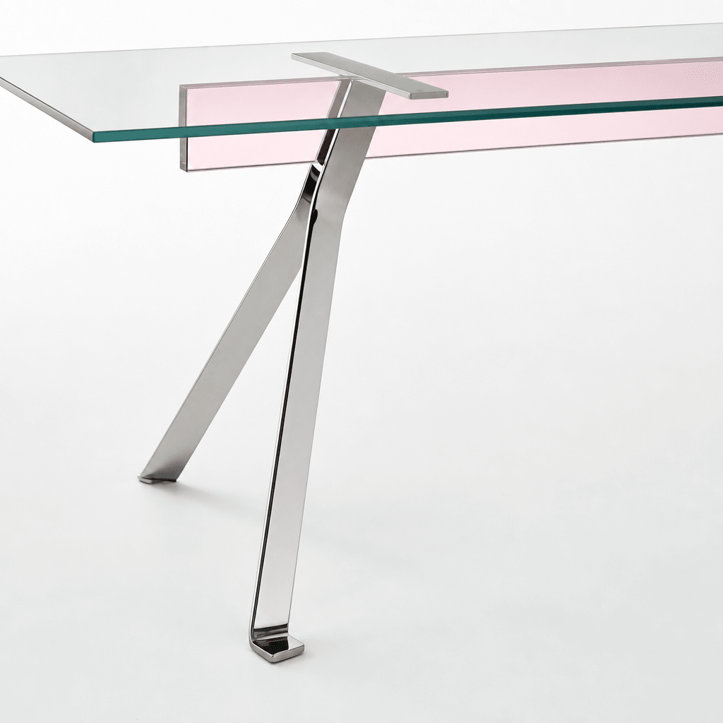 Lumi Blush Glass Dining Table - FURNIBLE.