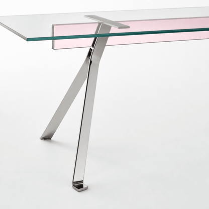 Lumi Blush Glass Dining Table - FURNIBLE.