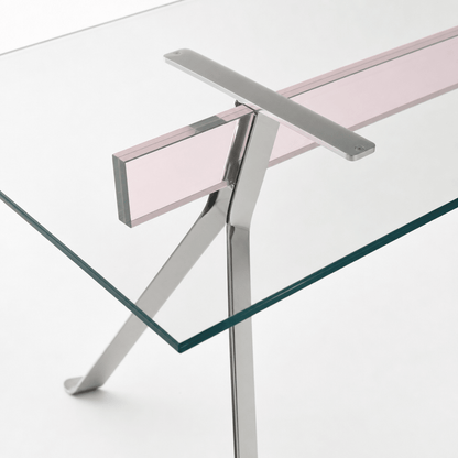 Lumi Blush Glass Dining Table - FURNIBLE.