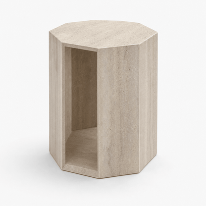 Octa Travertine Side Table - FURNIBLE.