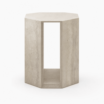 Octa Travertine Side Table - FURNIBLE.