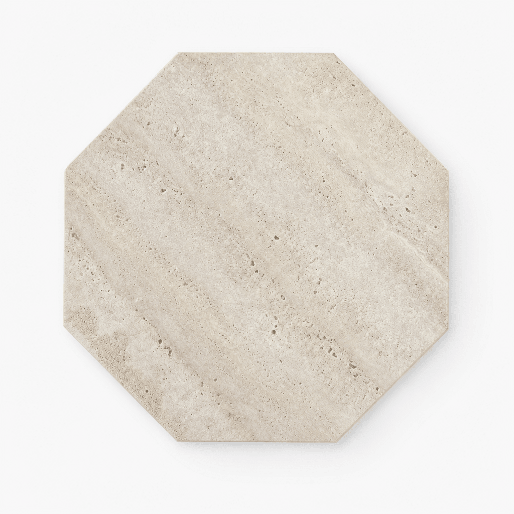 Octa Travertine Side Table - FURNIBLE.