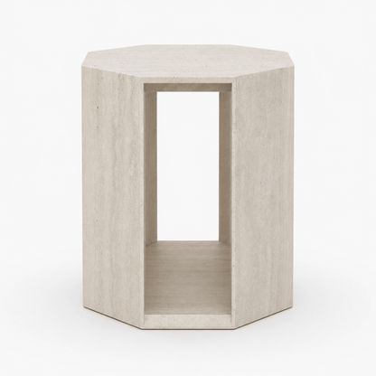 Octa Travertine Side Table - FURNIBLE.