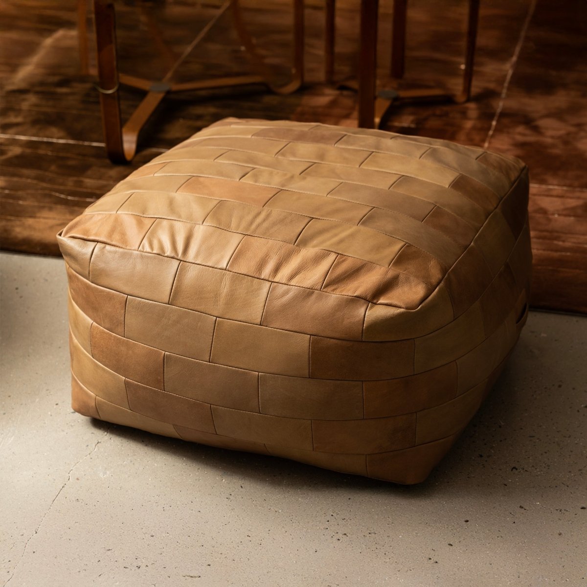 Patchwork Leather Ottoman - FURNIBLE.
