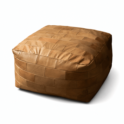 Patchwork Leather Ottoman - FURNIBLE.
