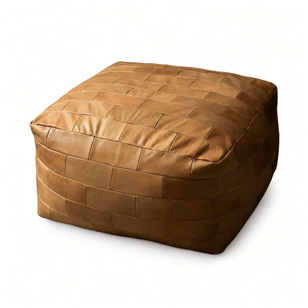 Patchwork Leather Ottoman - FURNIBLE.
