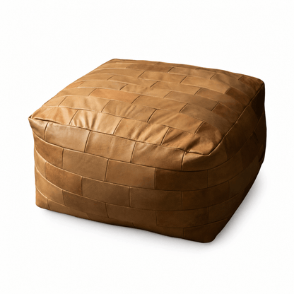 Patchwork Leather Ottoman - FURNIBLE.