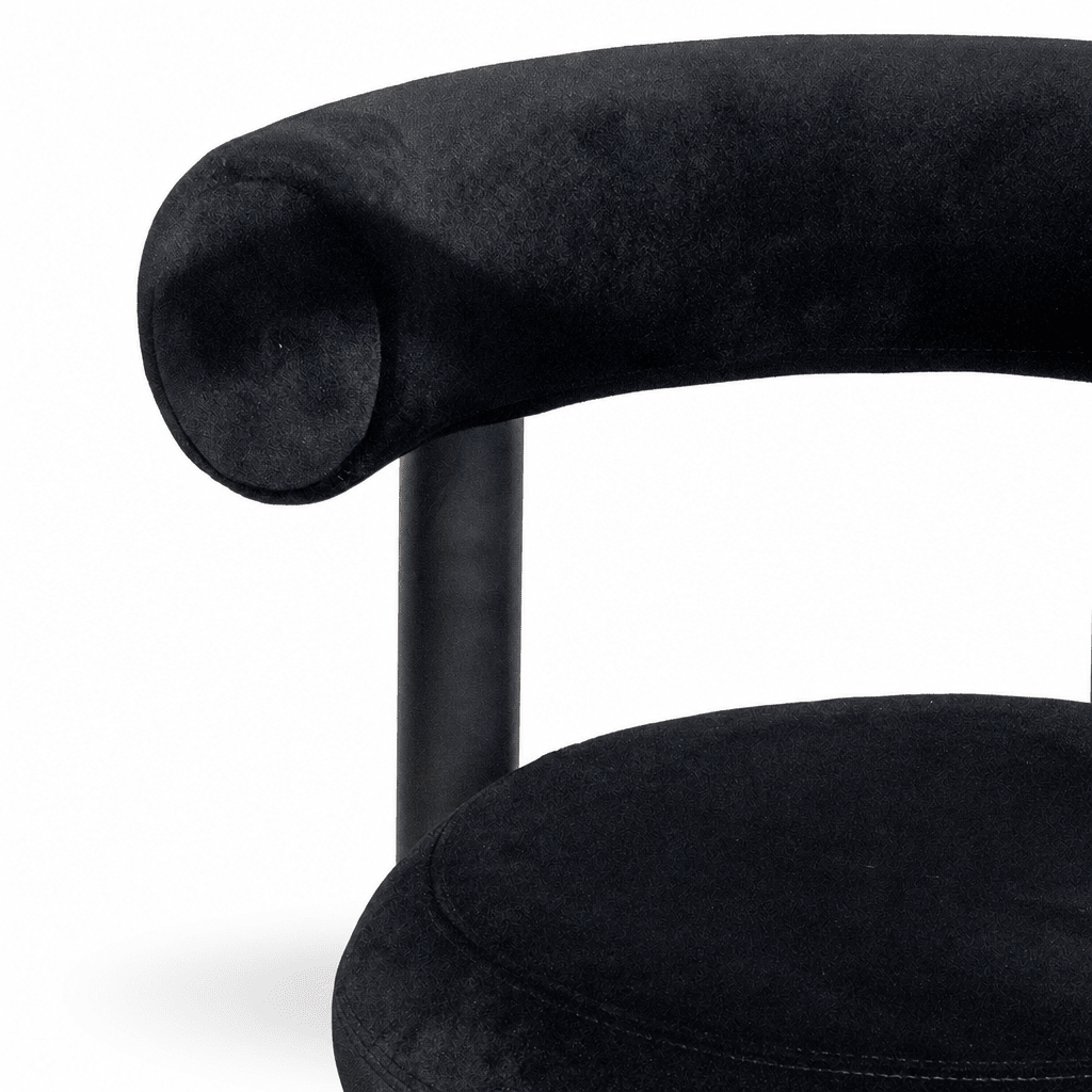 Plush Black Velvet Chair - FURNIBLE.