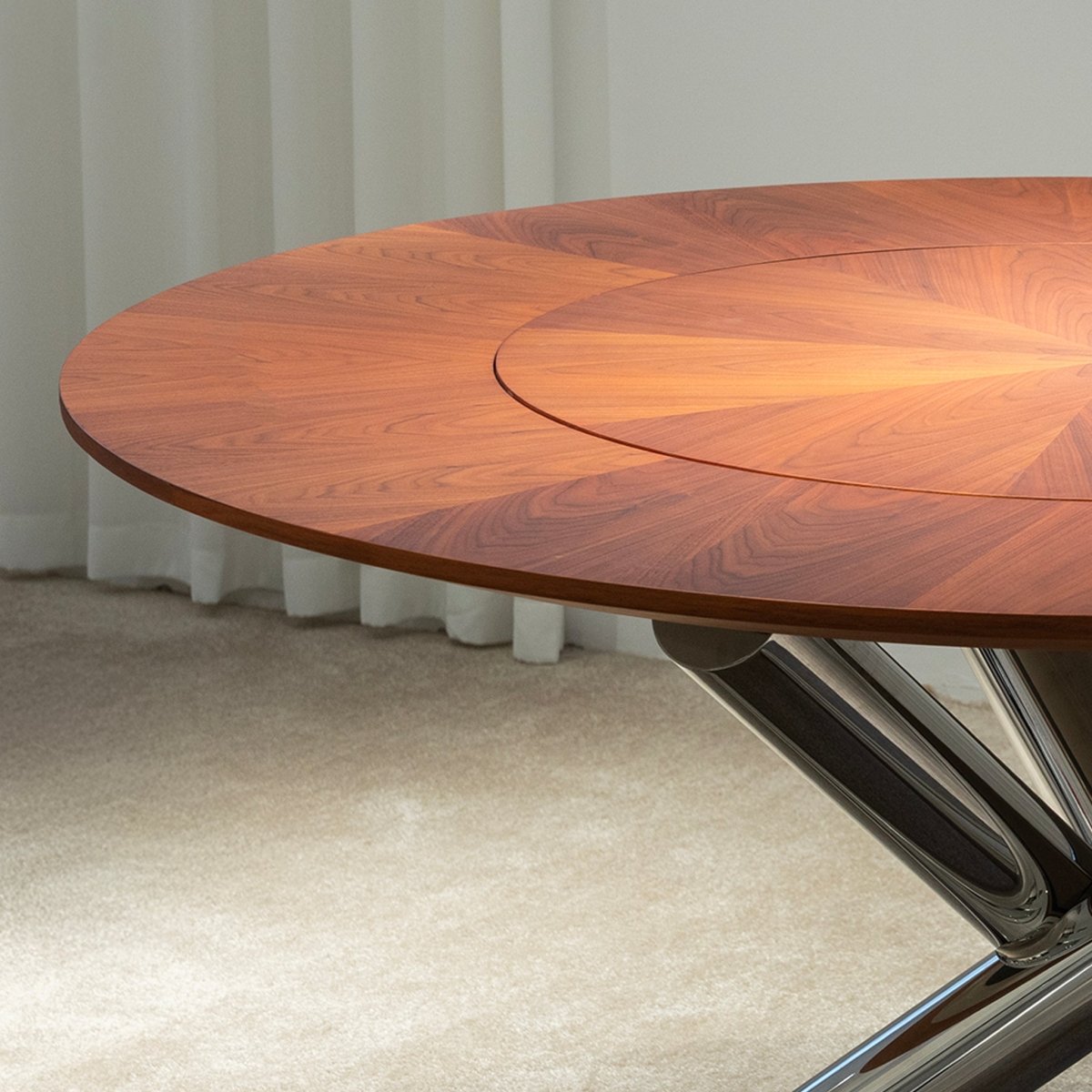 Radial Veneer Dining Table - FURNIBLE.