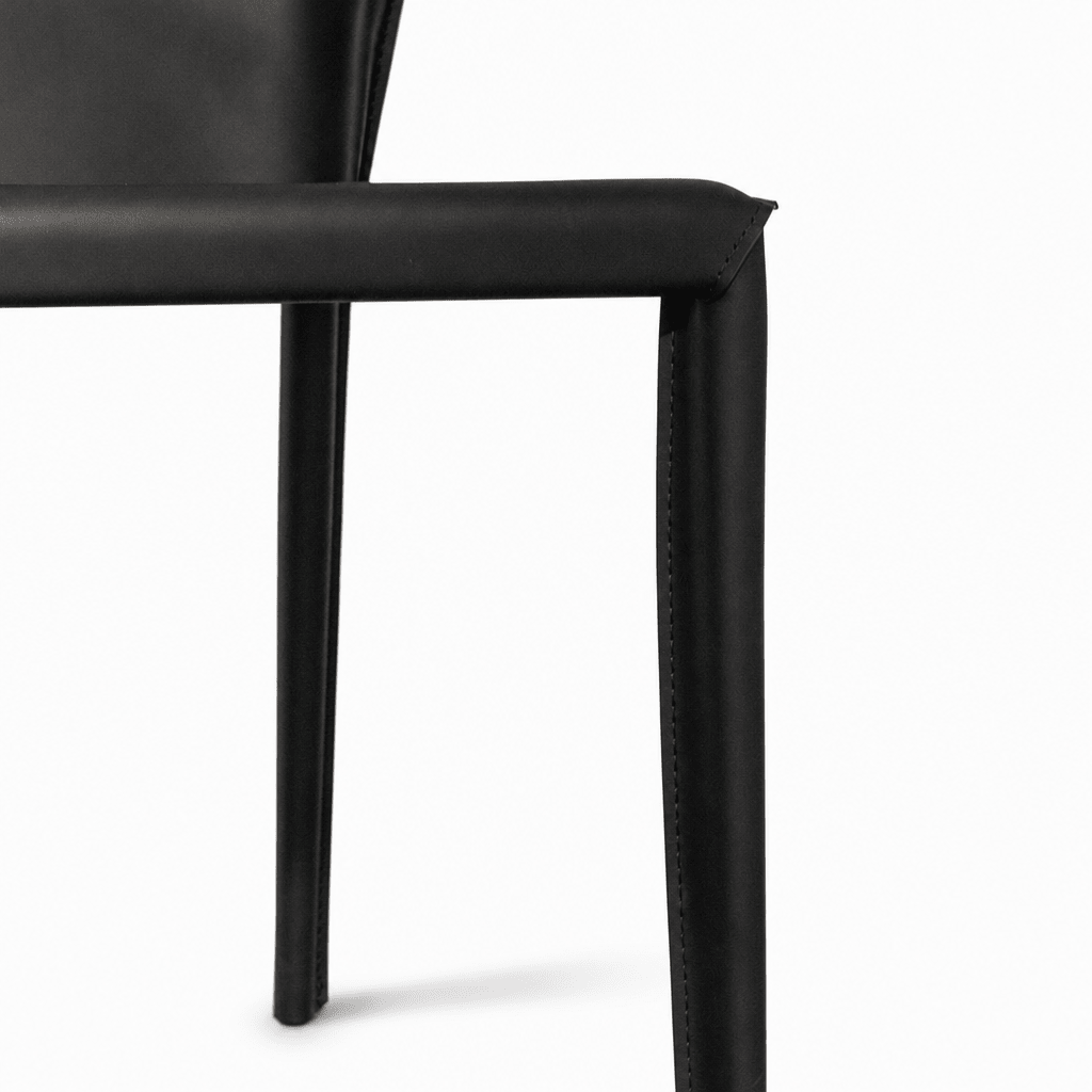 Rounded Leather Dining Chair - FURNIBLE.