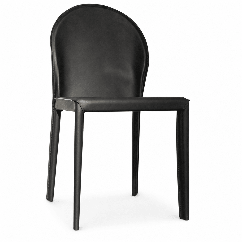 Rounded Leather Dining Chair - FURNIBLE.