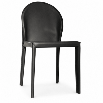 Rounded Leather Dining Chair - FURNIBLE.