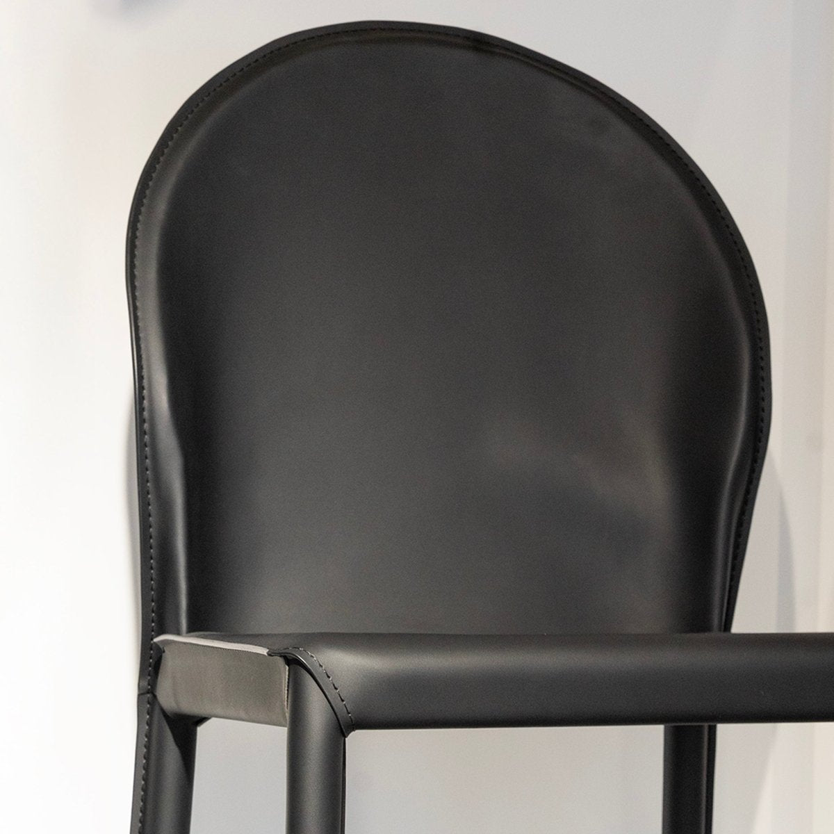 Rounded Leather Dining Chair - FURNIBLE.