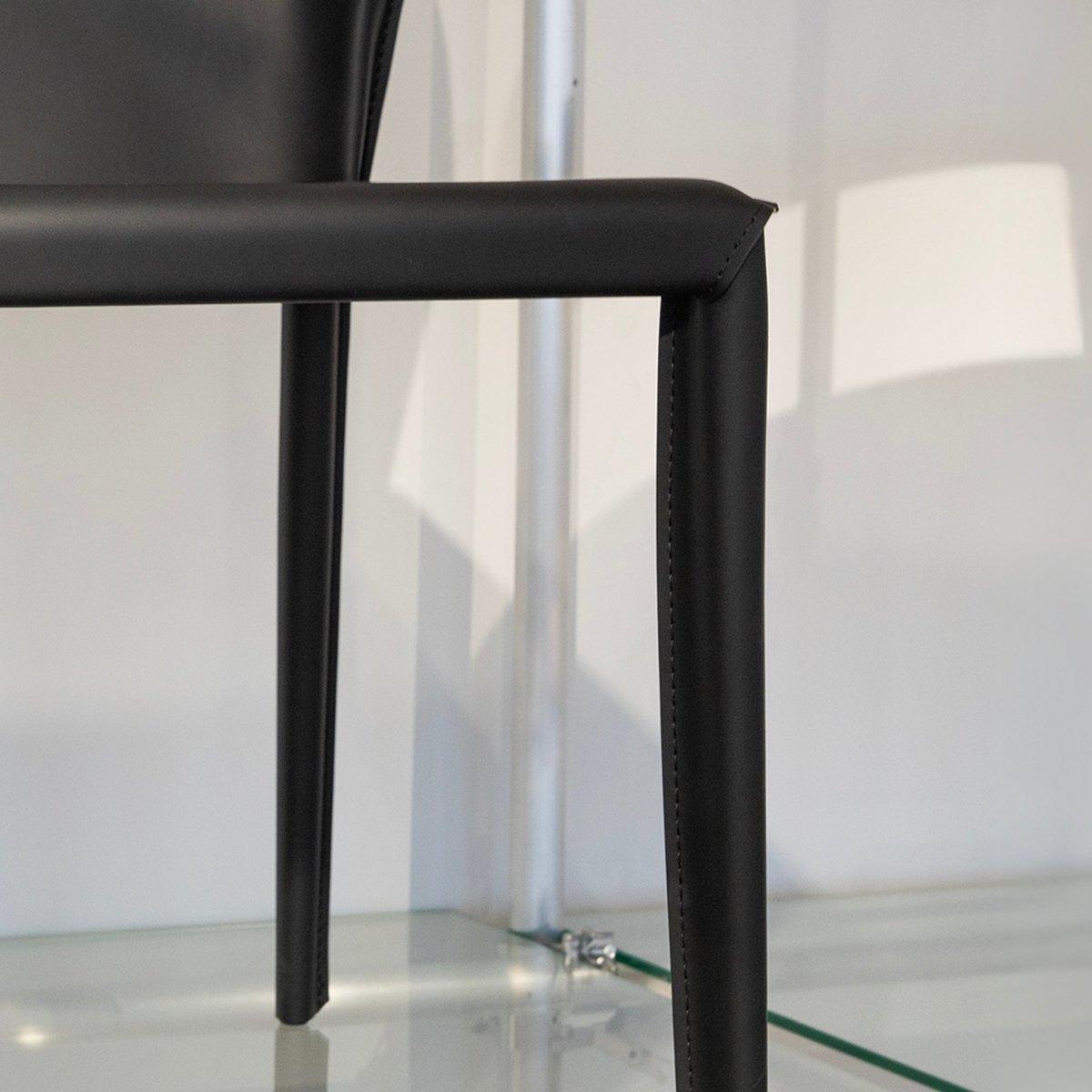 Rounded Leather Dining Chair - FURNIBLE.