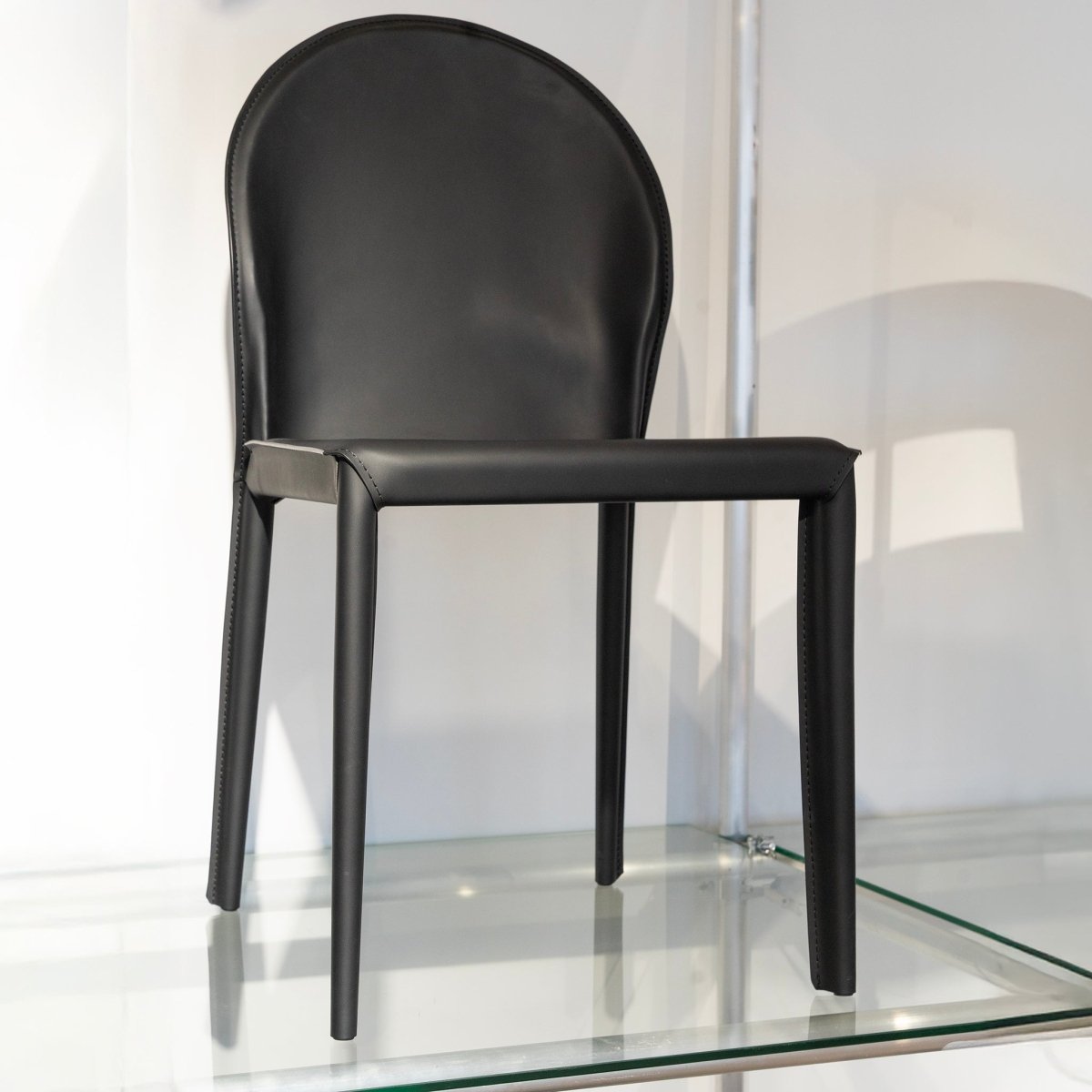 Rounded Leather Dining Chair - FURNIBLE.