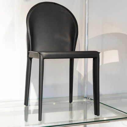 Rounded Leather Dining Chair - FURNIBLE.