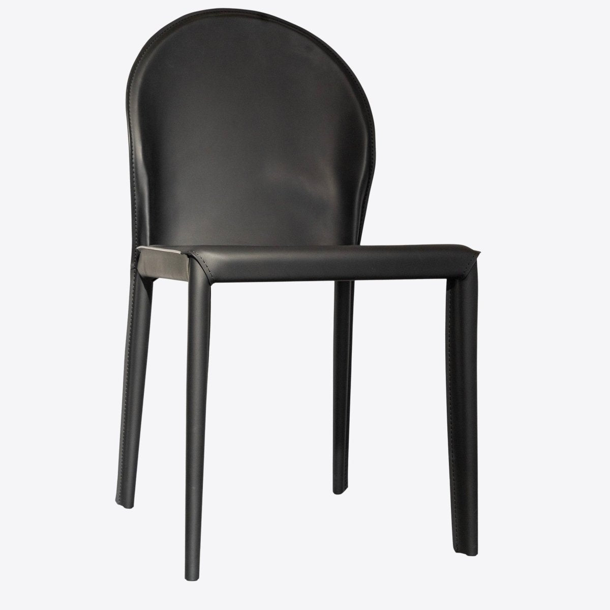 Rounded Leather Dining Chair - FURNIBLE.