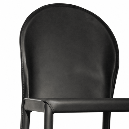 Rounded Leather Dining Chair - FURNIBLE.