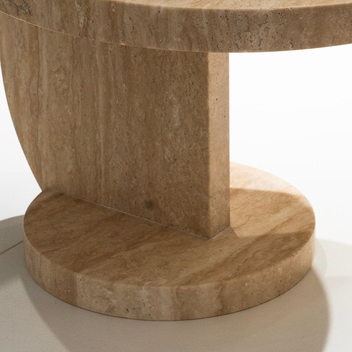 Rounded Travertine Side Table - FURNIBLE.