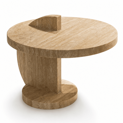 Rounded Travertine Side Table - FURNIBLE.