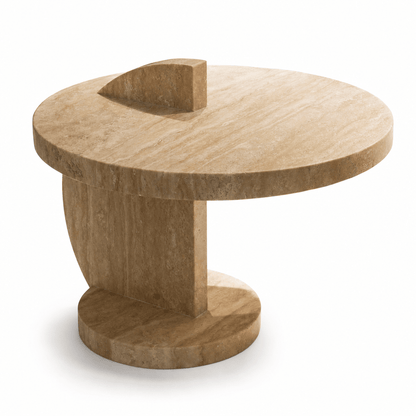 Rounded Travertine Side Table - FURNIBLE.