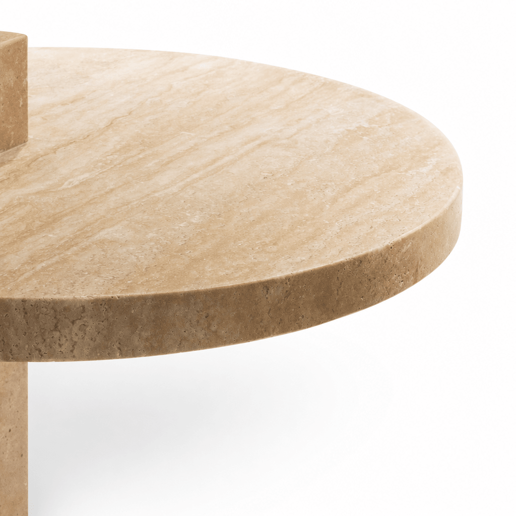 Rounded Travertine Side Table - FURNIBLE.