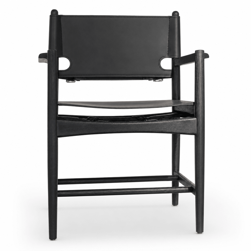 Saddle Leather Dining Armchair - FURNIBLE.