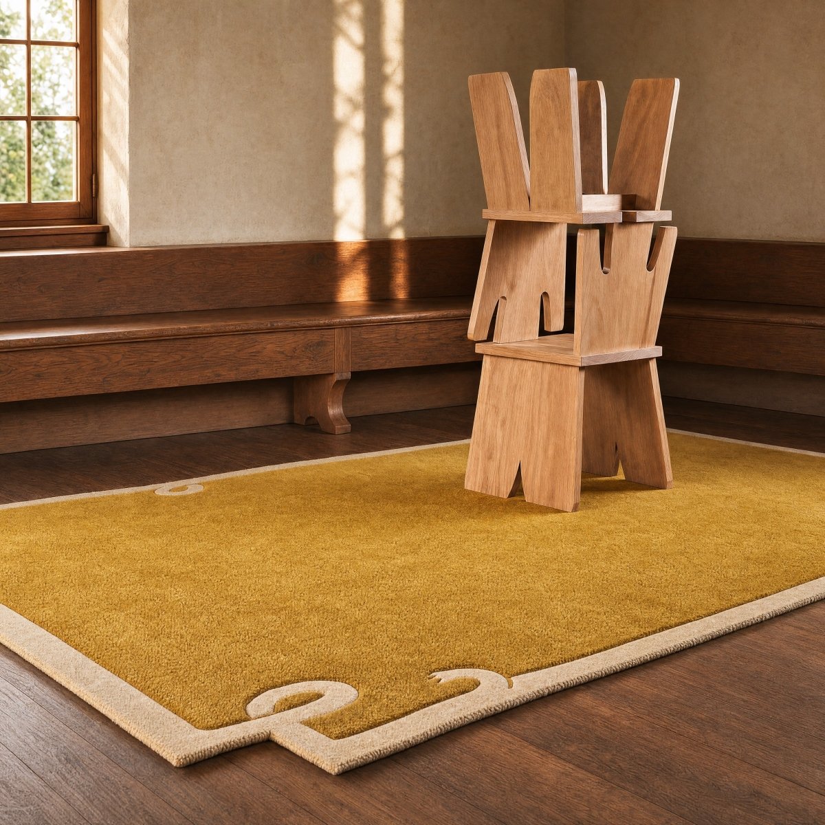 Scroll Border Tufted Rug - FURNIBLE.