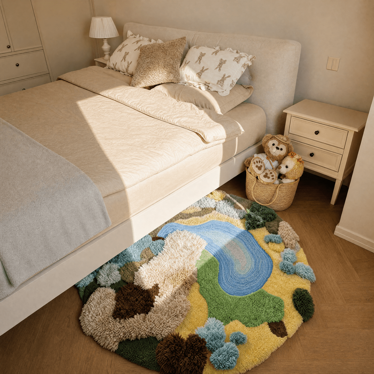 Sculpted Garden Pond Tufted Rug - FURNIBLE.