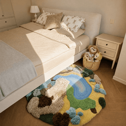 Sculpted Garden Pond Tufted Rug - FURNIBLE.