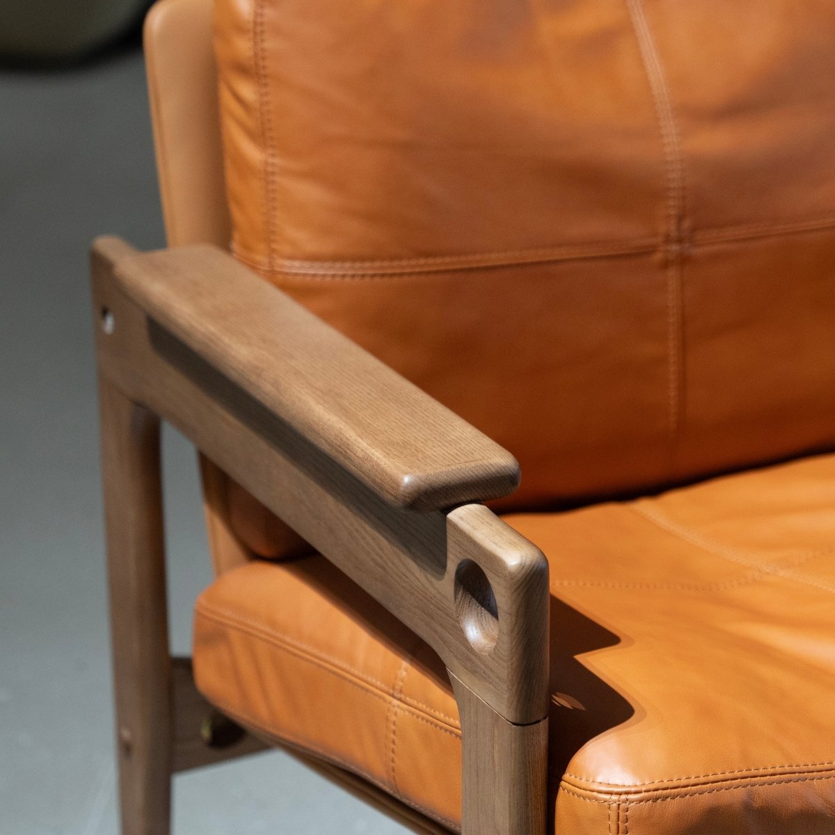 Siena Walnut Leather Armchair - FURNIBLE.