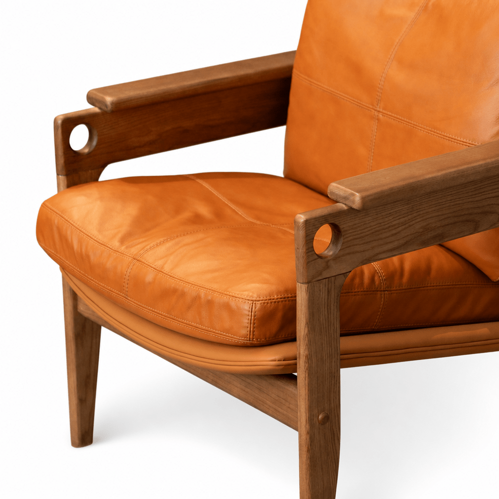 Siena Walnut Leather Armchair - FURNIBLE.