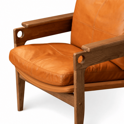 Siena Walnut Leather Armchair - FURNIBLE.