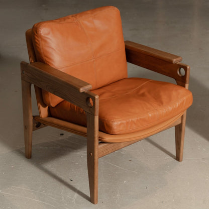 Siena Walnut Leather Armchair - FURNIBLE.