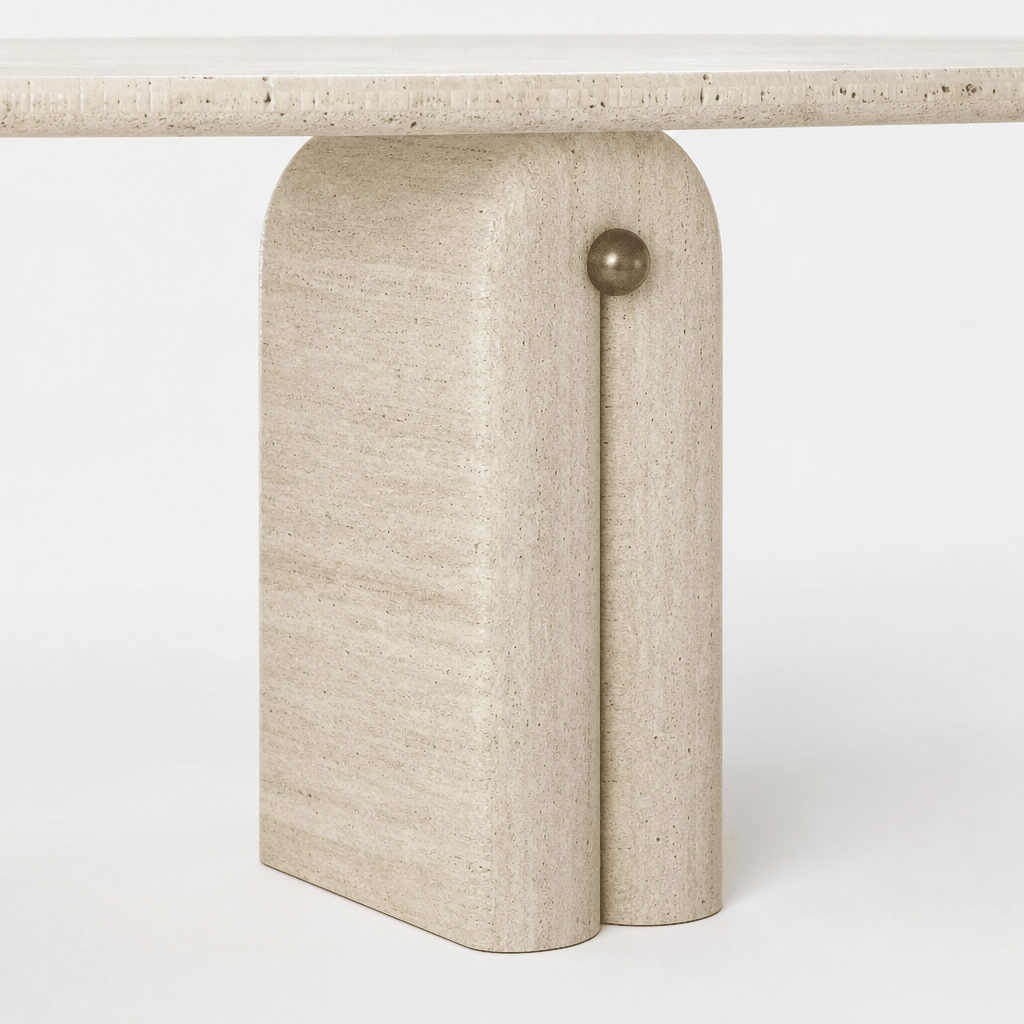 Sienna Travertine Oval Dining Table - FURNIBLE.