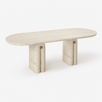 Sienna Travertine Oval Dining Table - FURNIBLE.