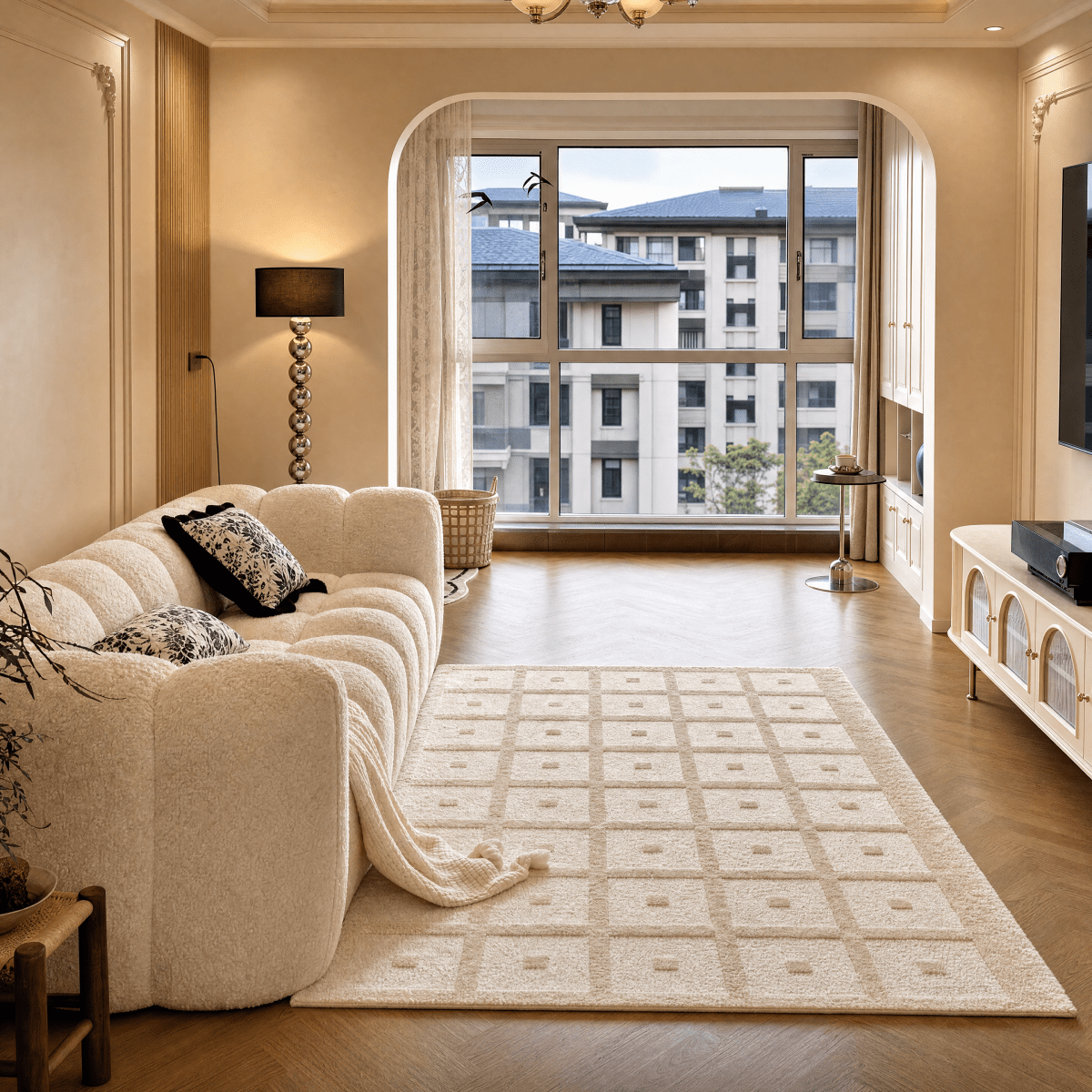Square Grid Tufted Rug - FURNIBLE.