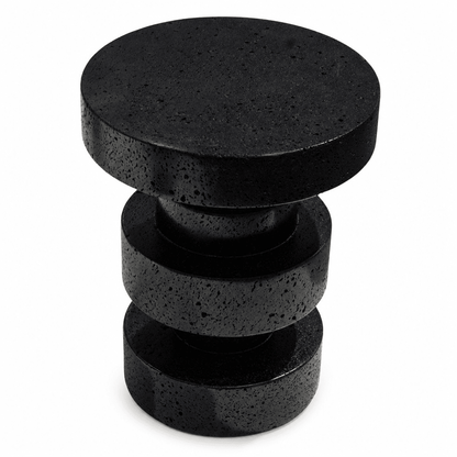 Textured Black Accent Stool - FURNIBLE.