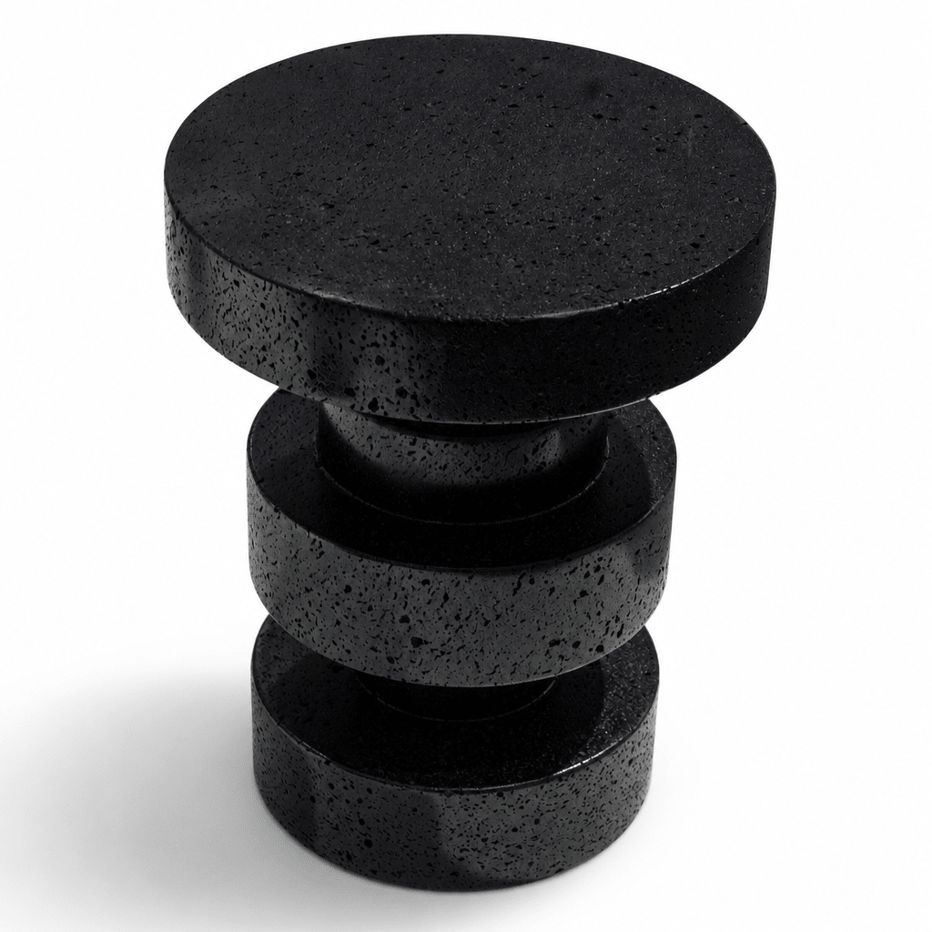 Textured Black Accent Stool - FURNIBLE.