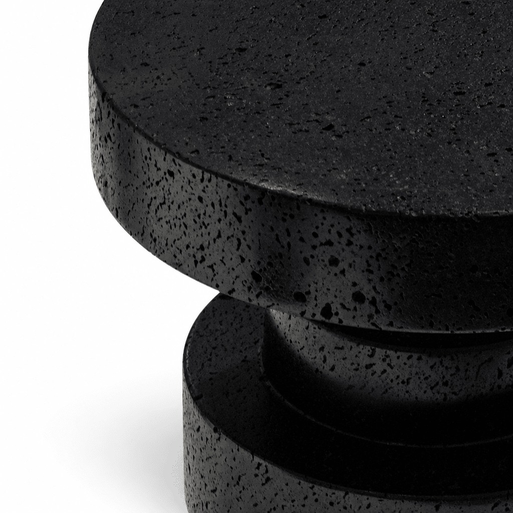 Textured Black Accent Stool - FURNIBLE.