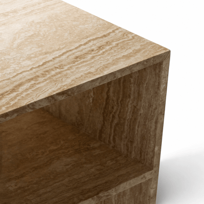 Travertine Open Shelf Side Table - FURNIBLE.