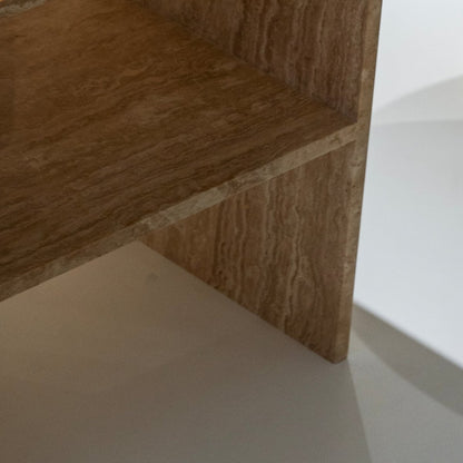 Travertine Open Shelf Side Table - FURNIBLE.