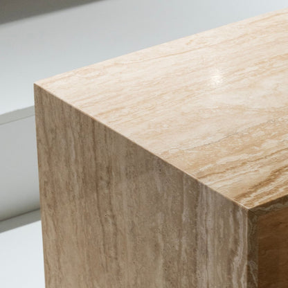 Travertine Open Shelf Side Table - FURNIBLE.