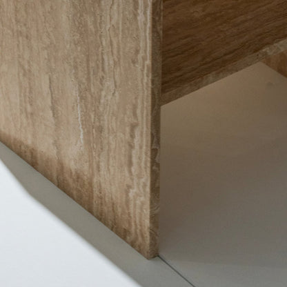 Travertine Open Shelf Side Table - FURNIBLE.