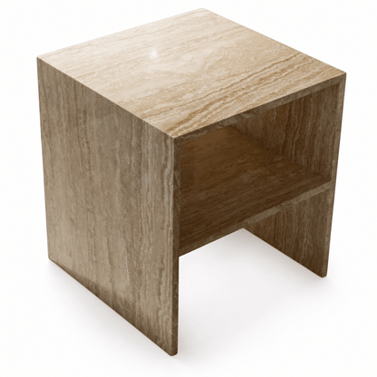 Travertine Open Shelf Side Table - FURNIBLE.