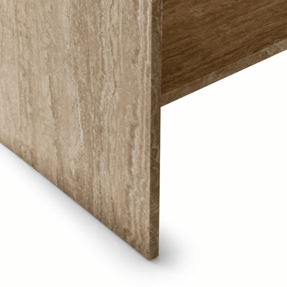 Travertine Open Shelf Side Table - FURNIBLE.