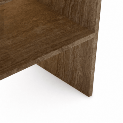 Travertine Open Shelf Side Table - FURNIBLE.